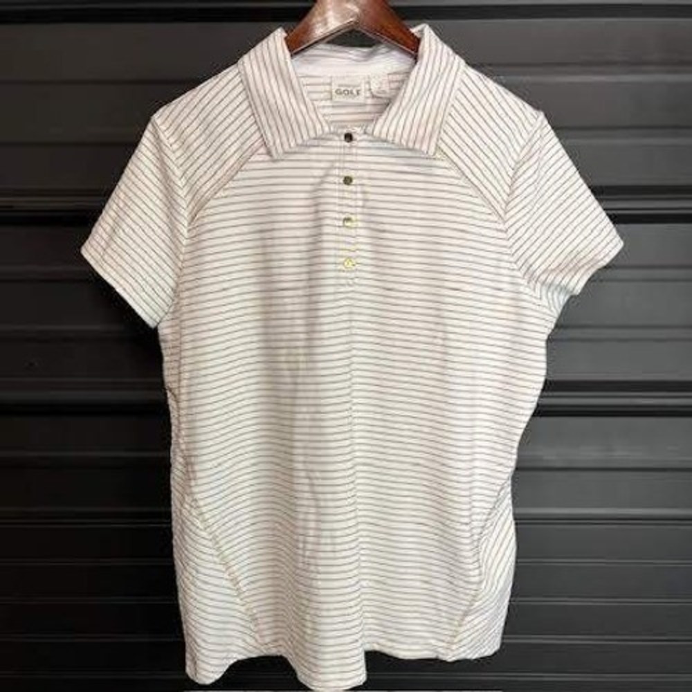 Womens Striped Short Sleeve‎ Golf Polo Shirt Athletic Top
